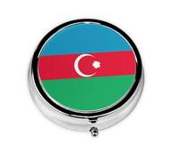 WBQLSL Flag of Azerbaijan Mini medicine box with three compartments, small round medicine box, portable
