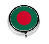 WBQLSL Flag of Bangladesh Mini medicine box with three compartments, small round medicine box, portable