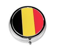 WBQLSL Flag of Belgium Mini medicine box with three compartments, small round medicine box, portable