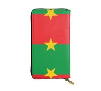 WBQLSL Flag of Burkina Faso Zipper leather wallet, 7.5 * 4.1 inch long clutch bag, multiple compartments and large capacity, a good gift for friends