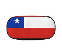 WBQLSL Flag of Chile Printed stationery storage bag - multi-grid layered pencil case portable student pencil bag