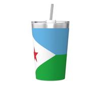 WBQLSL Flag of Djibouti Insulated Straw Cup Ideal for Gym use or Carrying on The go