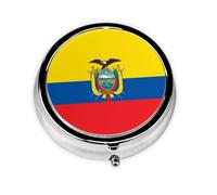 WBQLSL Flag of Ecuador Mini medicine box with three compartments, small round medicine box, portable
