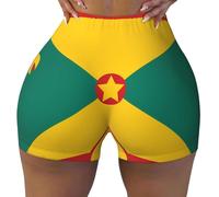 WBQLSL Flag of Grenada Printed Women's Sports Shorts, Fashionable Sports Pants for Daily wear, Casual Yoga Pants, Black, XL