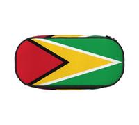 WBQLSL Flag of Guyana Printed stationery storage bag - multi-grid layered pencil case portable student pencil bag