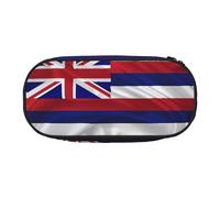 WBQLSL Flag of Hawaii American Printed stationery storage bag - multi-grid layered pencil case portable student pencil bag