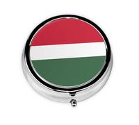 WBQLSL Flag of Hungary Mini medicine box with three compartments, small round medicine box, portable