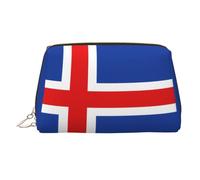 WBQLSL Flag of Iceland Leather Makeup Bag Cosmetic Storage Bag Suitable for Carrying Cosmetics with You