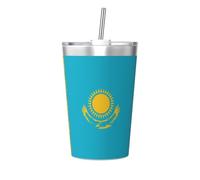 WBQLSL Flag of Kazakhstan Insulated Straw Cup Ideal for Gym use or Carrying on The go