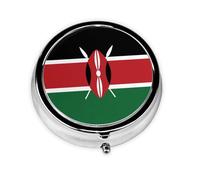 WBQLSL Flag of Kenya Mini medicine box with three compartments, small round medicine box, portable