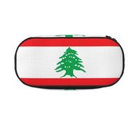 WBQLSL Flag of Lebanon Printed stationery storage bag - multi-grid layered pencil case portable student pencil bag