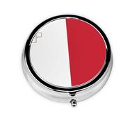 WBQLSL Flag of Malta Mini medicine box with three compartments, small round medicine box, portable