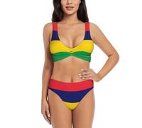 WBQLSL Flag of Mauritius Printed Women's Cross-Strap Bikini Swimsuit, Sexy Two-Piece Swimsuit