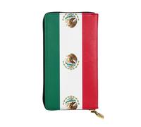 WBQLSL Flag of Mexico Long leather clutch with zippered coin purse and 12 credit card slots, lightweight travel cash wallet