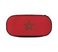 WBQLSL Flag of Morocco Large capacity pencil bag, multi-layer partition stationery storage bag - unisex learning office supplies