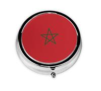 WBQLSL Flag of Morocco Mini medicine box with three compartments, small round medicine box, portable