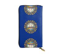 WBQLSL Flag of New Hampshire Zipper leather wallet, 7.5 * 4.1 inch long clutch bag, multiple compartments and large capacity, a good gift for friends