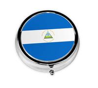 WBQLSL Flag of Nicaragua Mini medicine box with three compartments, small round medicine box, portable