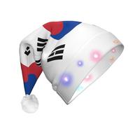 WBQLSL Flag of Republic of Korea LED Light Santa Hatï¼ŒUnisex Christmas New Year Adult Hat, Plush New Year Christmas Party Gift