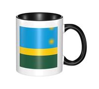 WBQLSL Flag of Rwanda Double Color Ceramic Mug, Classic Large Handle Mug, Suitable for Office and Home Leisure - Microwave Safe