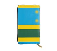 WBQLSL Flag of Rwanda Zipper leather wallet, 7.5 * 4.1 inch long clutch bag, multiple compartments and large capacity, a good gift for friends