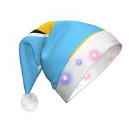 WBQLSL Flag of Saint Lucia LED Light Santa Hatï¼ŒUnisex Christmas New Year Adult Hat, Plush New Year Christmas Party Gift