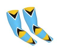 WBQLSL Flag of Saint Lucia Printed ice silk sleeves, summer thin breathable arm guards, elastic and comfortable