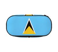 WBQLSL Flag of Saint Lucia Printed stationery storage bag - multi-grid layered pencil case portable student pencil bag