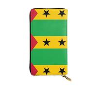 WBQLSL Flag of Sao Tome and Principe Stylish leather wallet, 7.48 x 4.13 inch long zippered coin purse, convenient travel cash wallet