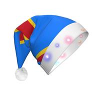 WBQLSL Flag of the Congo Decorative Santa hat with LED lights, perfect for costume parties and stage performances.