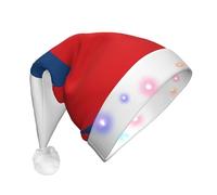 WBQLSL Flag of the Czech Republic LED Light Santa Hat,Unisex Christmas New Year Adult Hat, Plush New Year Christmas Party Gift