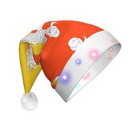 WBQLSL Flag of the Kingdom of Bhutan Adult Three-Stage Lighted Christmas Hat, Unisex New Year LED Lighted Christmas Hat, Plush New Year Christmas Party Gift