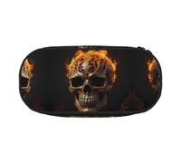WBQLSL Flame Skull Printed stationery storage bag - multi-grid layered pencil case portable student pencil bag