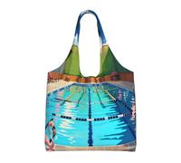 WBQLSL Flamingo and swimming pool Shoulder bag - convenient to carry, suitable for shopping, work and study