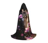 WBQLSL Flower Cat Patterned S Wizard Cape, Suitable for Adults & Teens Cosplay, Full Size Range S, M, L