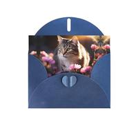 WBQLSL Flower Cat2 Blue Pattern Cards - Perfect for Valentine's Day and anniversaries, expressing love and blessings