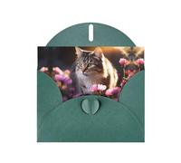 WBQLSL Flower Cat2 Dark Green Pattern Cards - Perfect for Valentine's Day and anniversaries, expressing love and blessings