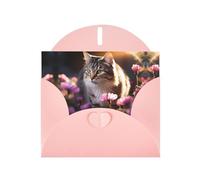 WBQLSL Flower Cat2 Pink Pattern Cards - Perfect for Valentine's Day and anniversaries, expressing love and blessings
