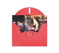 WBQLSL Flower Cat2 Red Pattern Cards - Perfect for Valentine's Day and anniversaries, expressing love and blessings