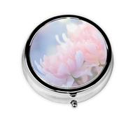 WBQLSL Flower close-up Printed round medicine box with 3 compartments for portable medicine storage