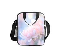 WBQLSL Flower close-up printing Transparent Shoulder Bag Lunch Handbag with Zipper and Shoulder Strap for Women Men Work Shopping