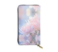 WBQLSL Flower close-up Stylish leather wallet, 7.48 x 4.13 inch long zippered coin purse, convenient travel cash wallet