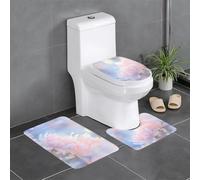 WBQLSL Flower close-up3-piece Non-Slip Floor mat Set Flannel Floor mat Bathroom Non-Slip mat Home Decor