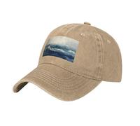 WBQLSL Fluid Watercolor Ocean One Size Print Cowboy hat - Adjustable, Suitable for Hiking, Traveling and Various Occasions. Natural