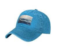 WBQLSL Fluid Watercolor Ocean One Size Print Cowboy hat - Adjustable, Suitable for Hiking, Traveling and Various Occasions. Blue