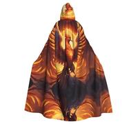 WBQLSL Flying Phoenix Halloween cape masquerade hooded cape rave party costume (length 147 cm/hood height 38 cm)