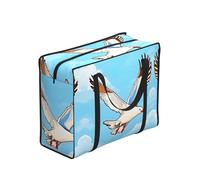 WBQLSL Flying Seagulls Portable Storage Tote Bag for Adults, One Size, Polyester with Vinyl Lining, Zippered Closure, 53 x 40 x 23 cm, Foldable with Reinforced Handles