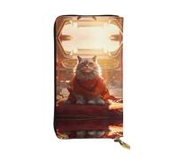 WBQLSL Forbidden City and Cats Long leather clutch with zippered coin purse and 12 credit card slots, lightweight travel cash wallet