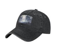 WBQLSL Forest in The Fog One Size Print Cowboy hat - Adjustable, Suitable for Hiking, Traveling and Various Occasions. Black
