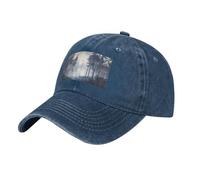 WBQLSL Forest in The Fog One Size Print Cowboy hat - Adjustable, Suitable for Hiking, Traveling and Various Occasions. Navy Blue